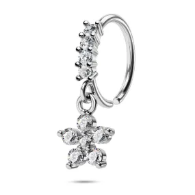 20G Flower Dangle Nose Ring Helix Earrings