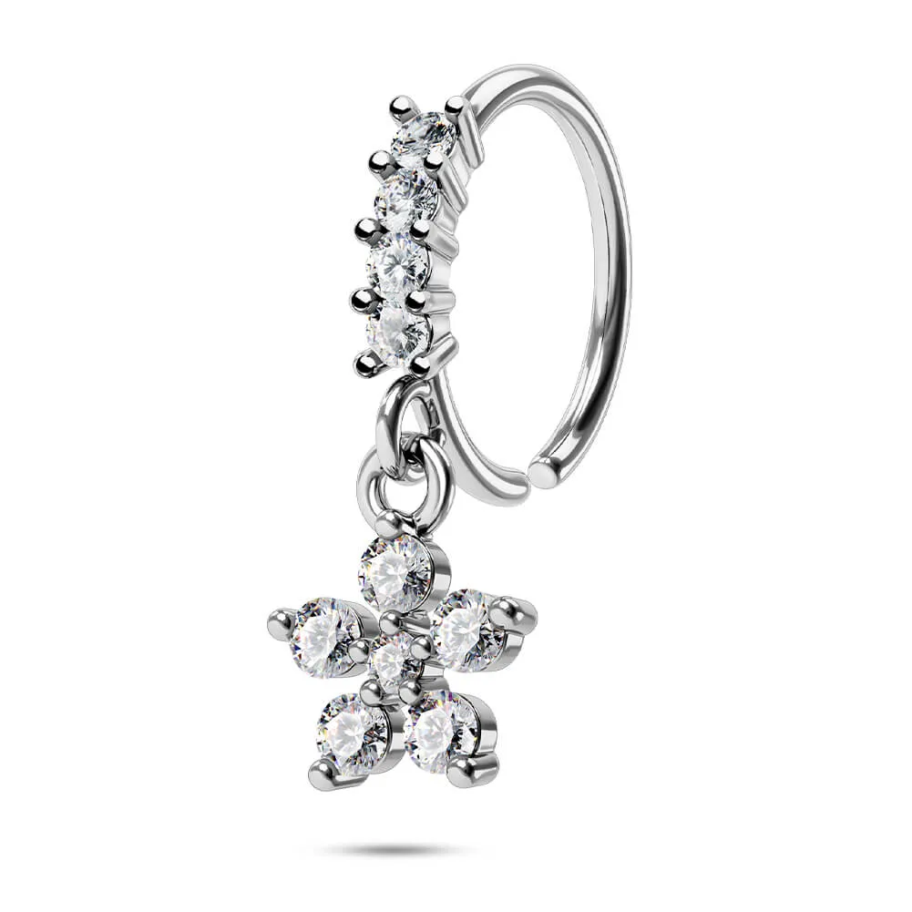20G Flower Dangle Nose Ring Helix Earrings