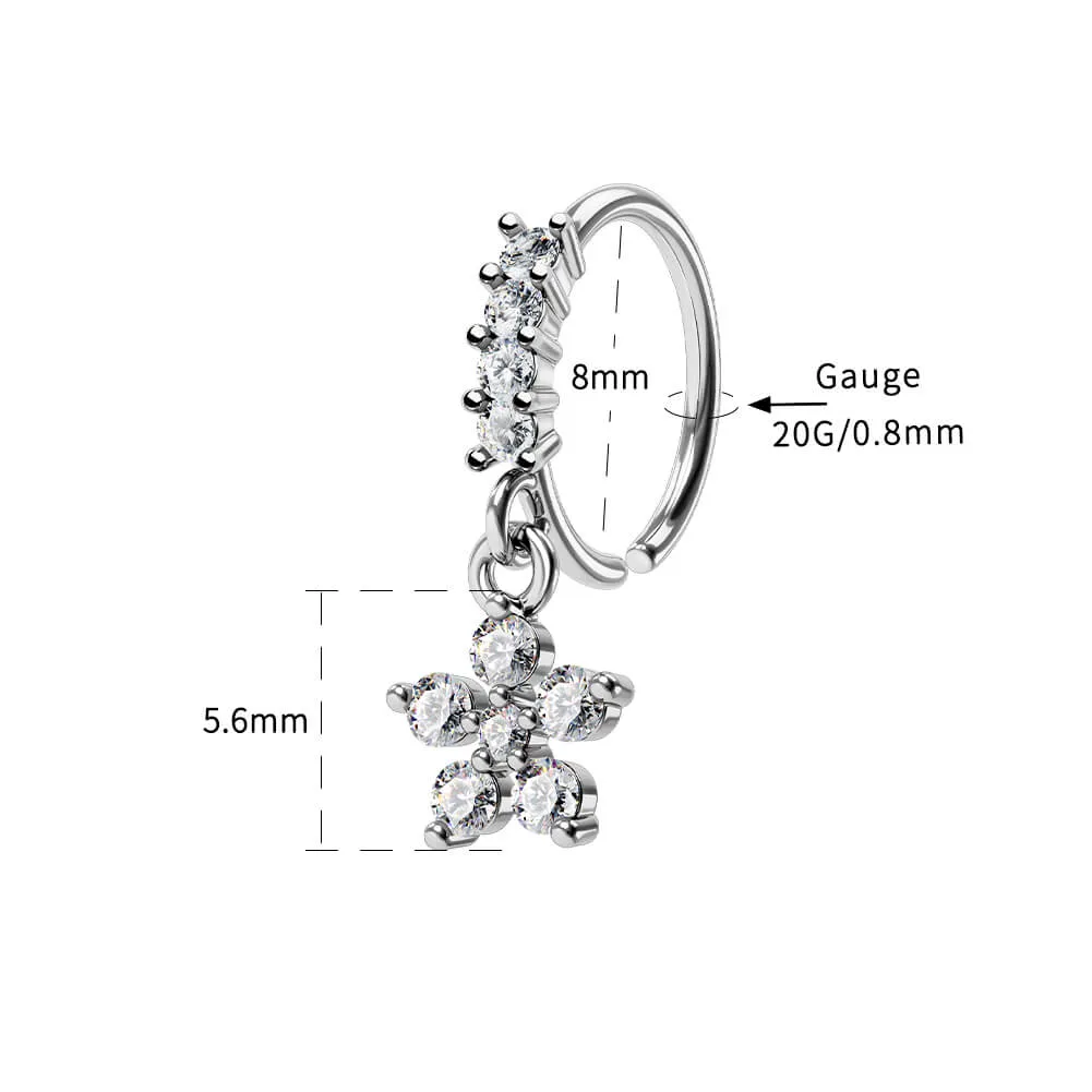 20G Flower Dangle Nose Ring Helix Earrings