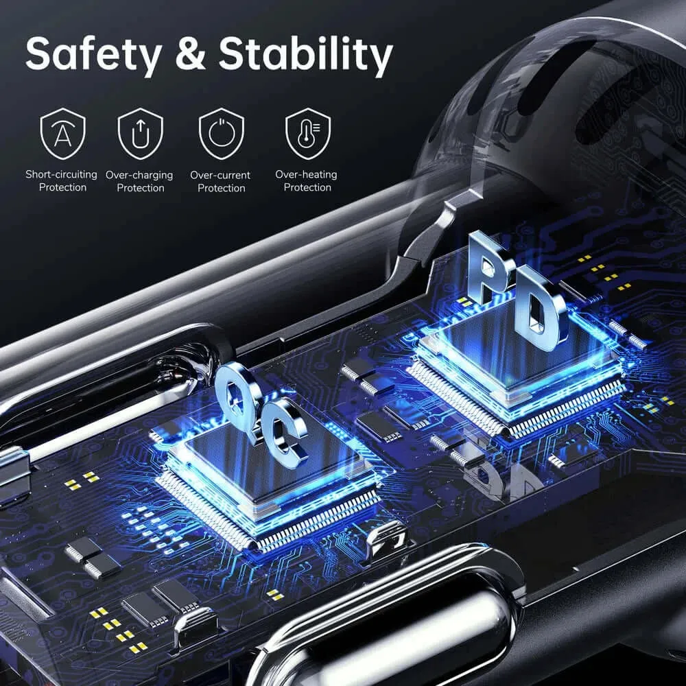 63W Car Charging Adapter For Laptops and Cell Phones