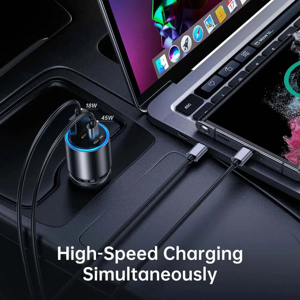 63W Car Charging Adapter For Laptops and Cell Phones