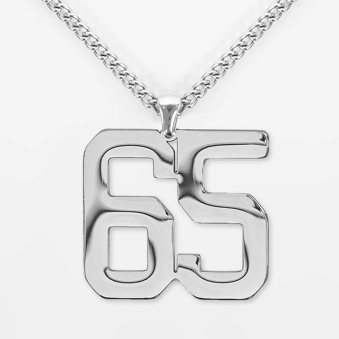 65 Number Pendant with Chain Kids Necklace - Stainless Steel