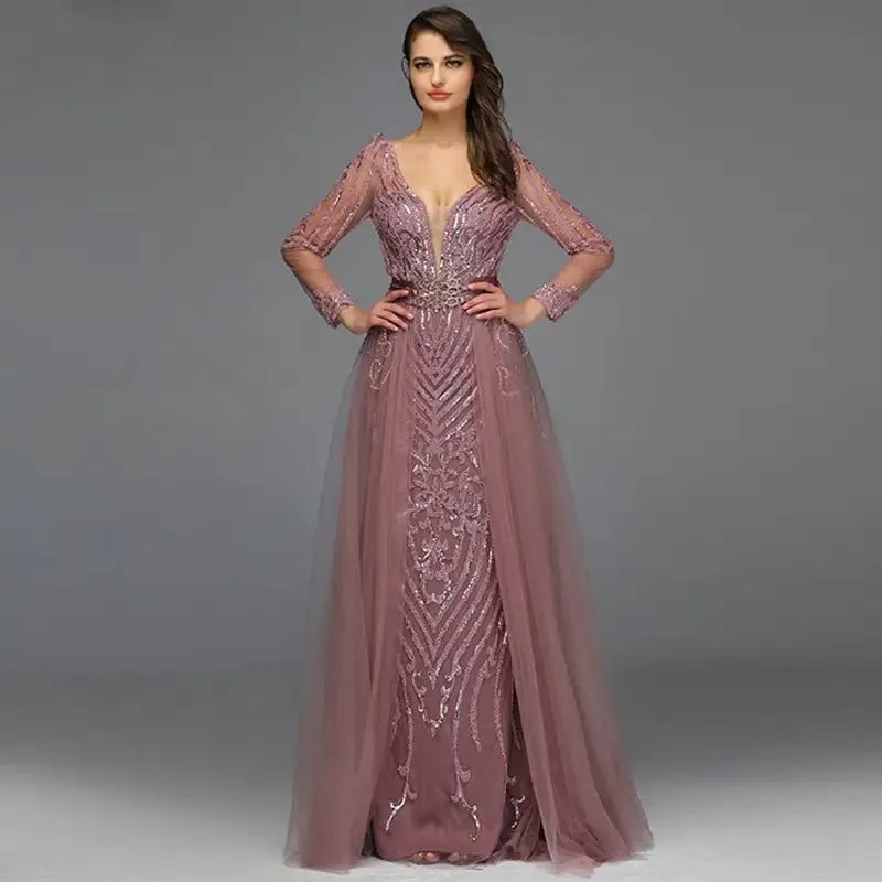 ALIZA - Luxe Sequined Sparkle Evening Gown