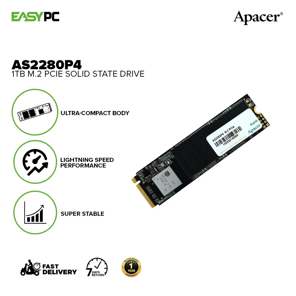 Apacer 256GB/512GB and 1TB M.2 PCIe Solid-State Drive