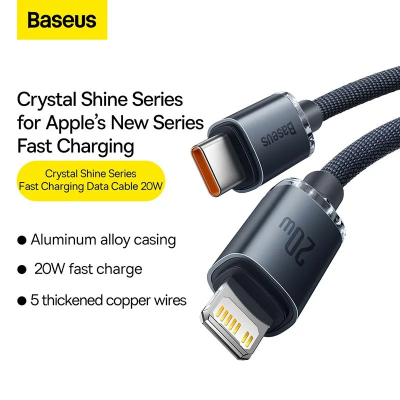 Baseus crystal shine series fast charging data cable Type C to Lightning 20W 1.2m black -CAJY000201