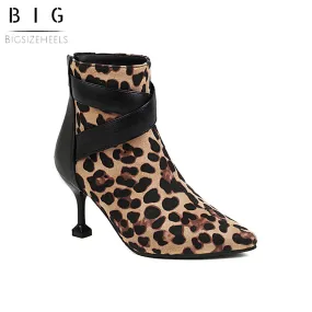 Bigsizeheels Sexy pointy zipper ankle boots - Leopard