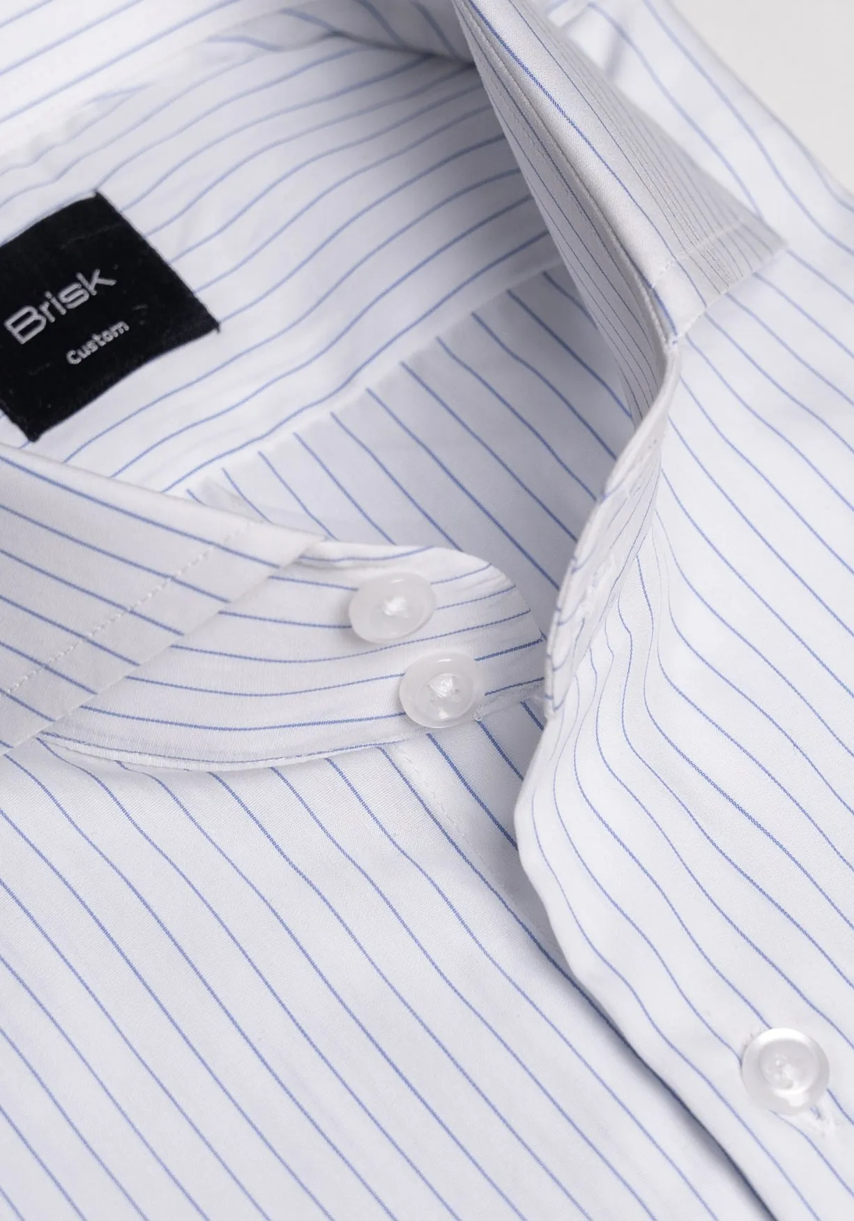 Blue On White Pencil Stripes Shirt