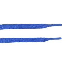 Blue Waxed Flat Lace - Clear Plastic Aglet