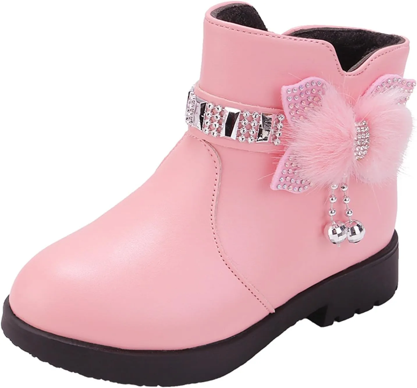 Boots for Girls Cute Bowknot Cowgirl Boots Waterproof Leather Ankle Boots Soft Sole Chelsea Boots Fashion Dress Boots