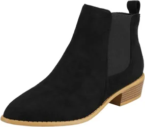 Boots for Women Chelsea Boots Fashion Short Boots Almond Toe Suede Slip On Elastic Ankle Booties
