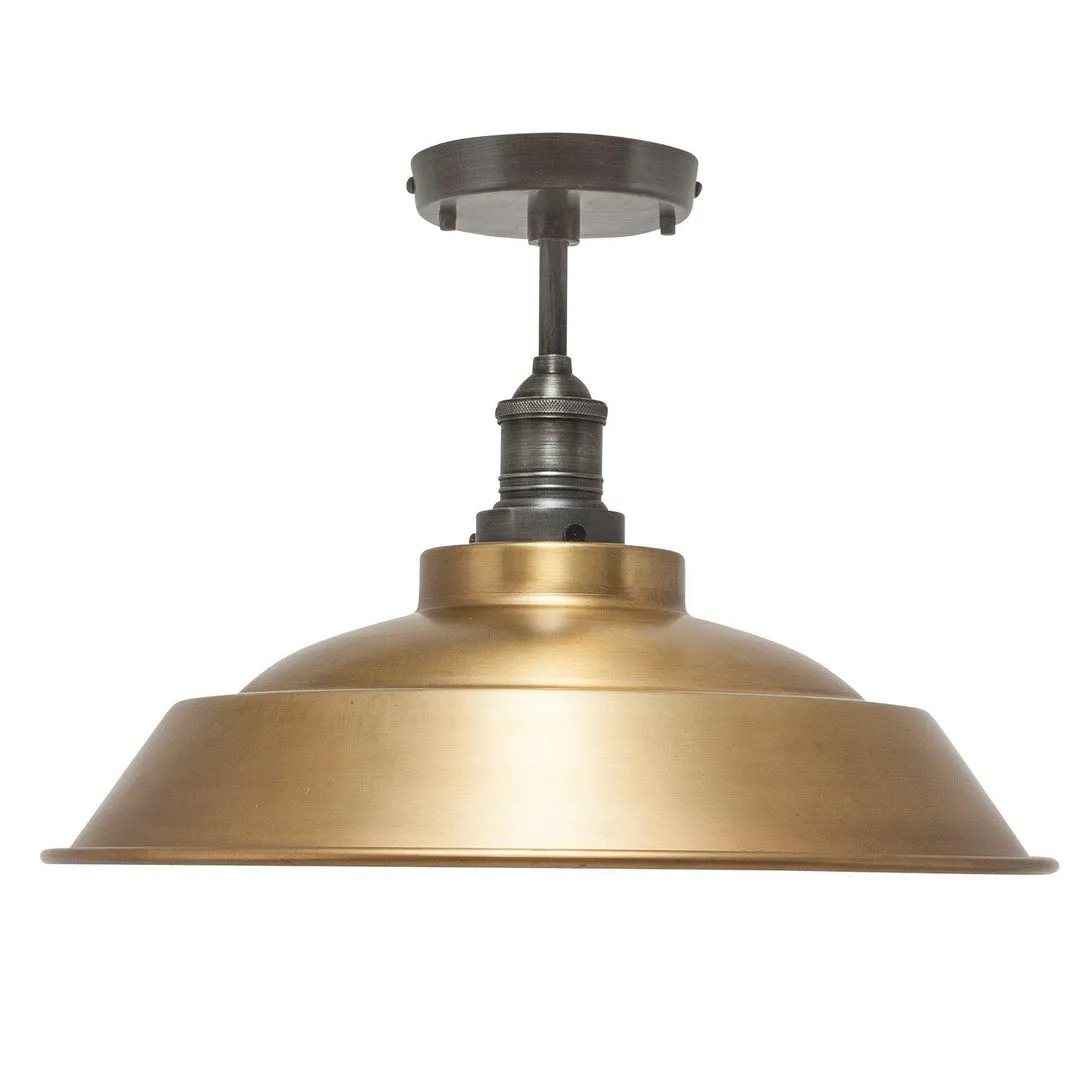 Brooklyn Step Metal Flush Mount Light - Brass - 16 inch - Industville