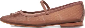 Brown Mesh Flats for Women Breathable Mesh Ballet Flats with Cute Bows, Dressy Fishnet Shoes with Round Toe for Comfort and Style Size 7.5