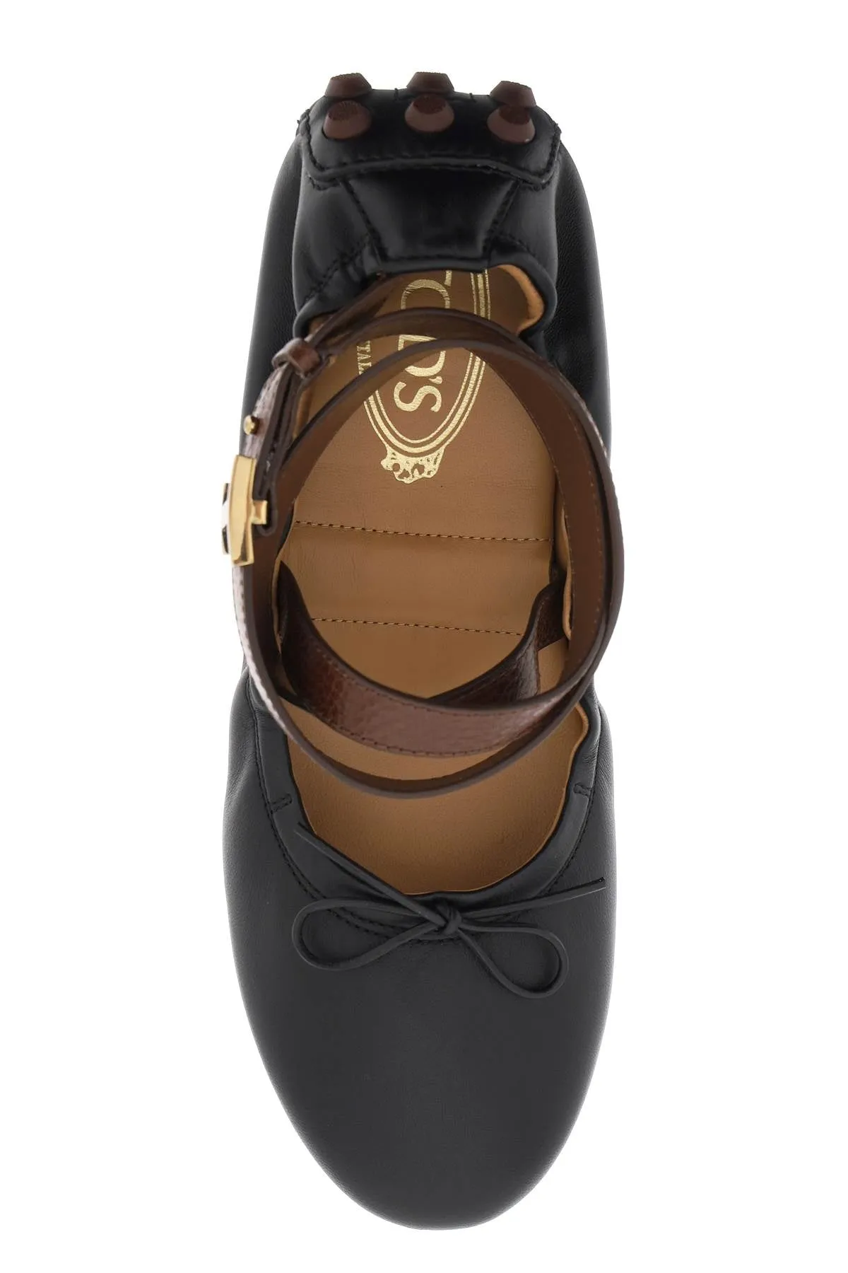 bubble leather ballet flats shoes with strap