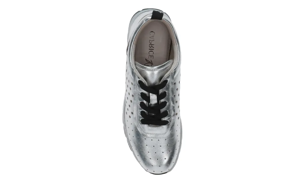 Caprice - Vanessa Lace-Up Platform Trainer Silver
