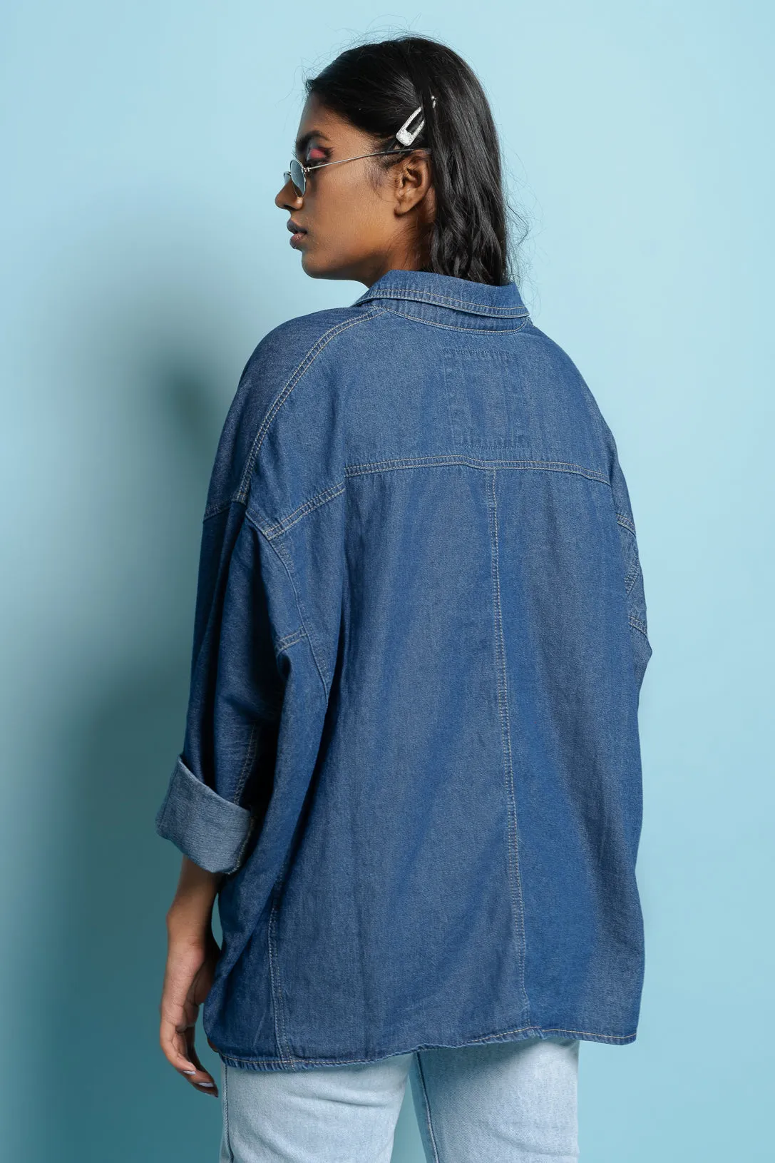 Cerulean Blue Boyfriend Shirt