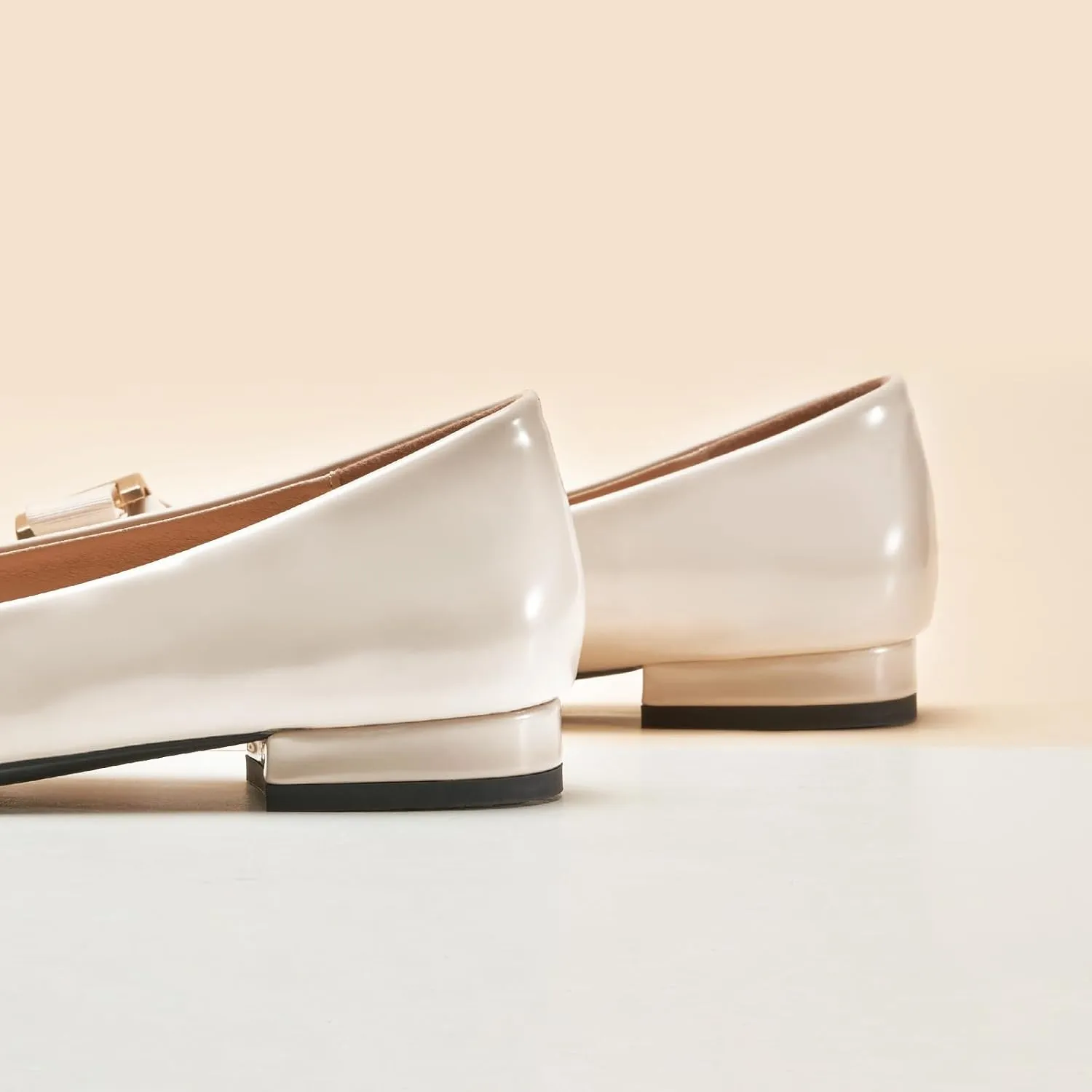 C.Paravano Women's Ballet Flats | Round Toe Bow Accent Shoes with Metallic Buckle | Soft Leather Slip-Ons for Work Commute, Office & Date NightsEvening Events, Business Travel & Dating