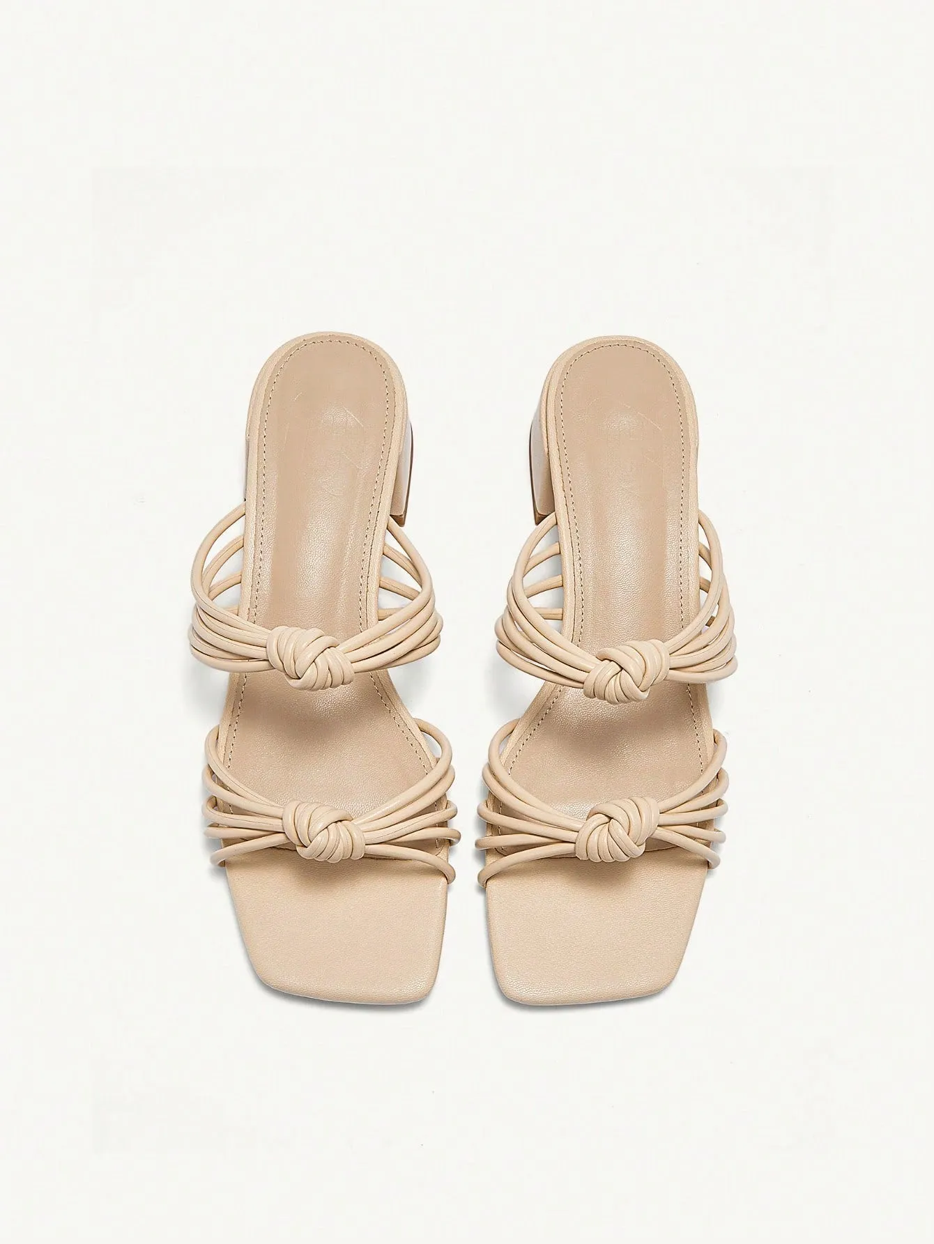 CUCCOO CHICEST Square Toe Block Heel Strappy Knots Simple & Fashionable Women's High Heel Sandal