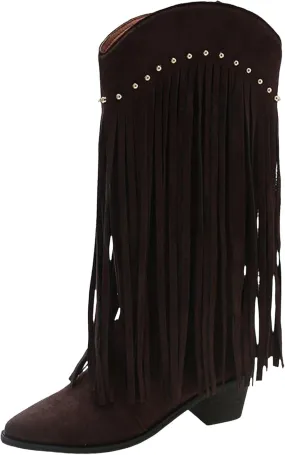 Daily Deals Of The Day Prime Today Only Cowgirl Boots Women's Mid Calf Tassel Ankle Cowboy Boots Knee High Cowgirls Low Block Heel Casual Outdoor Booties