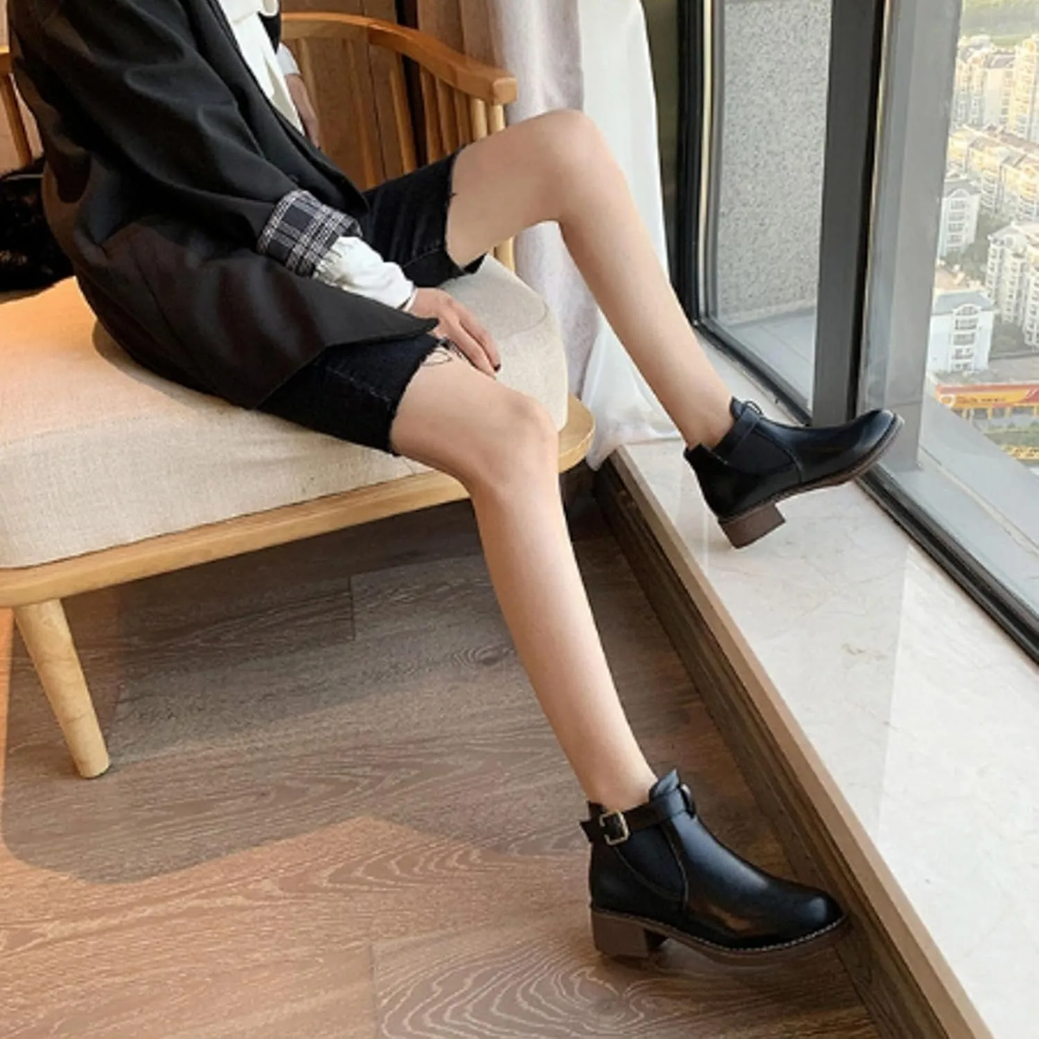 Fall Boots Womens Chelsea Boots Fashion Chunky Heel Slip On Elastic Ankle Booties