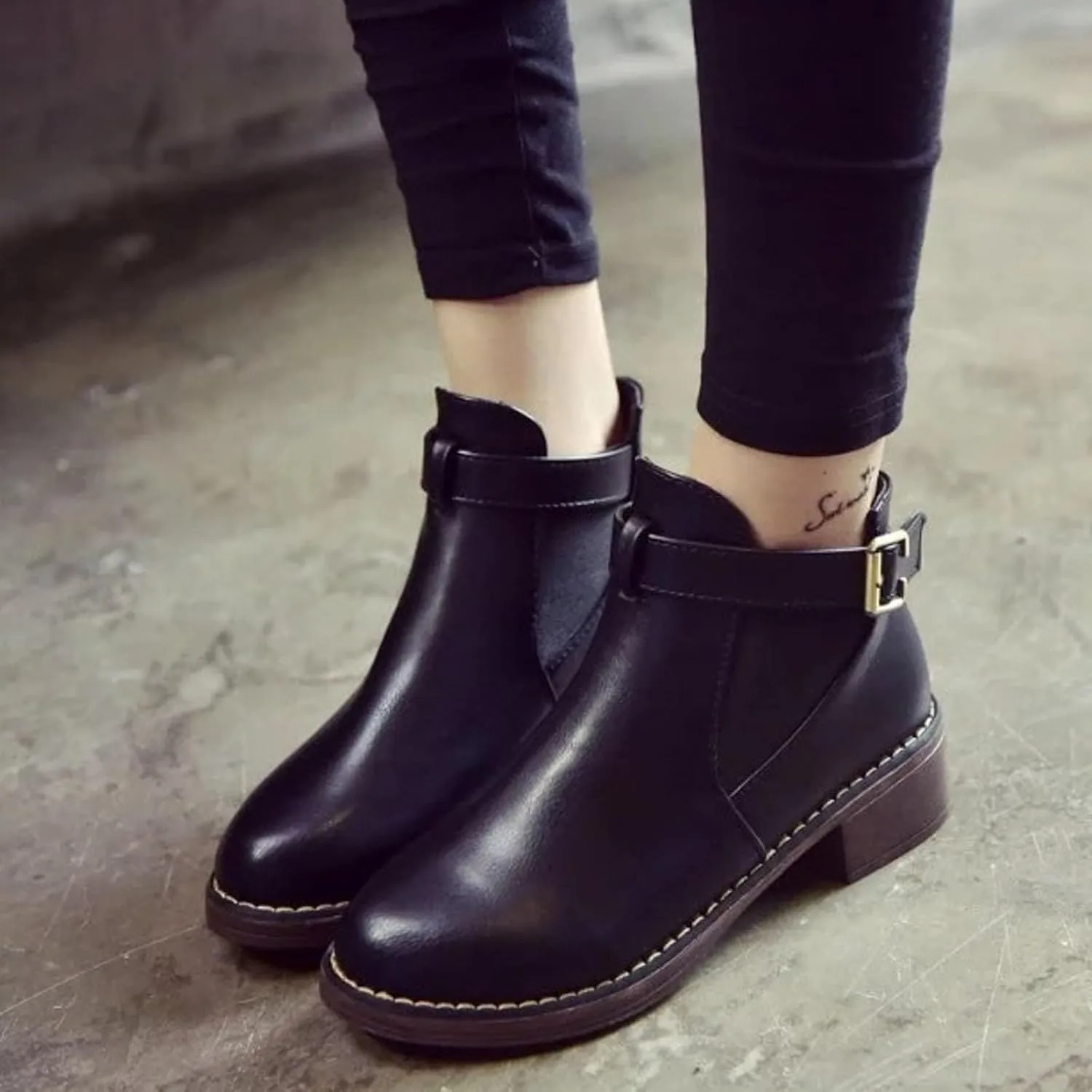 Fall Boots Womens Chelsea Boots Fashion Chunky Heel Slip On Elastic Ankle Booties