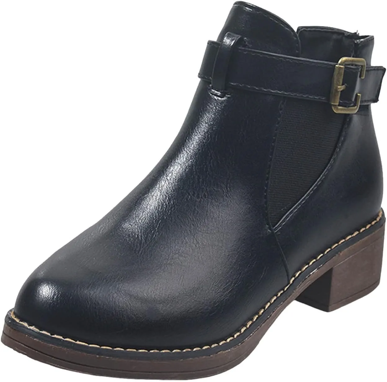 Fall Boots Womens Chelsea Boots Fashion Chunky Heel Slip On Elastic Ankle Booties