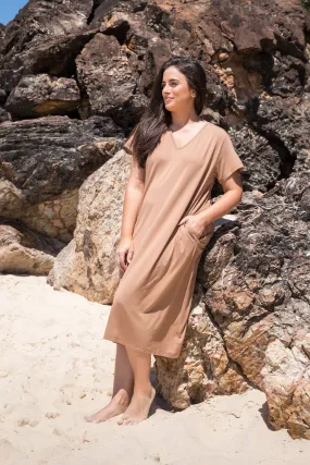 FINAL SALE T-Shirt Dress in Almond