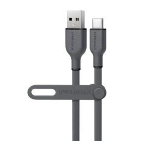 Flexi Pro USB to USB-C Soft-Touch Silicone Charge & Sync Cable | 4ft | Gray