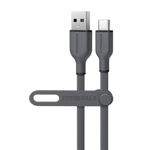 Flexi Pro USB to USB-C Soft-Touch Silicone Charge & Sync Cable | 4ft | Gray