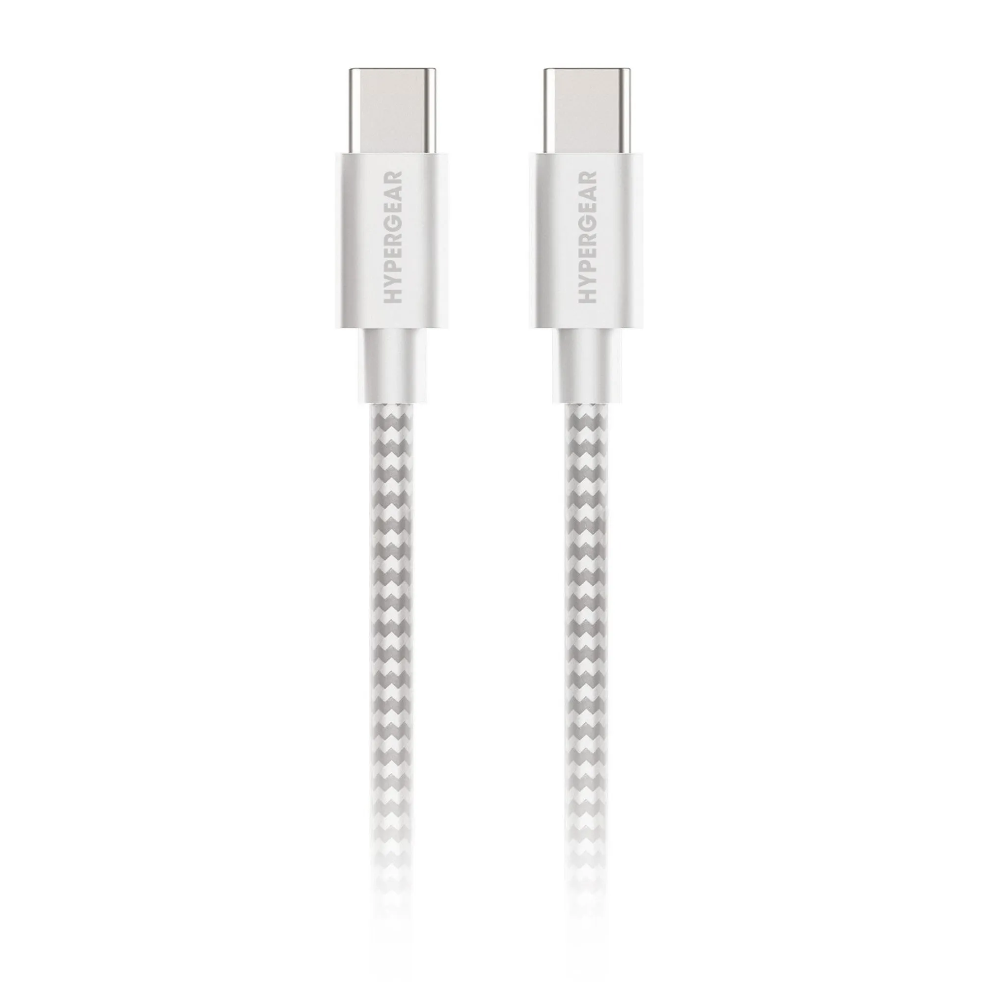 HyperGear 6 ft. (180cm) USB-C to USB-C Braided Charge and Sync Cable - White - 15-12114