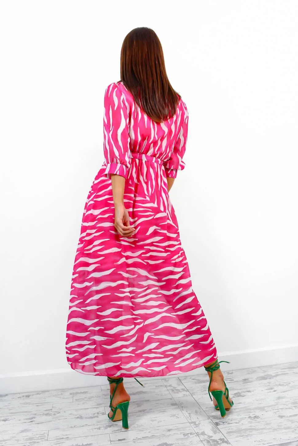 Just My Stripe - Pink Zebra Print Midi Dress