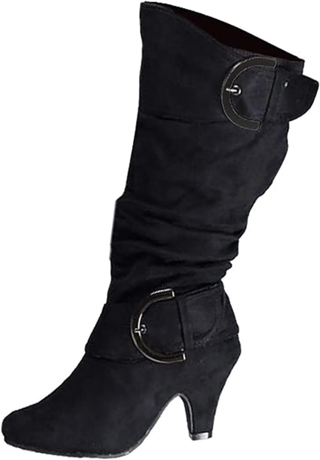 Ladmiple Fall Boots Women Knee High Wide Calf Chunky Stacked Low Block Heels Lace Up Classic Vintage Sexy Dress Shoes