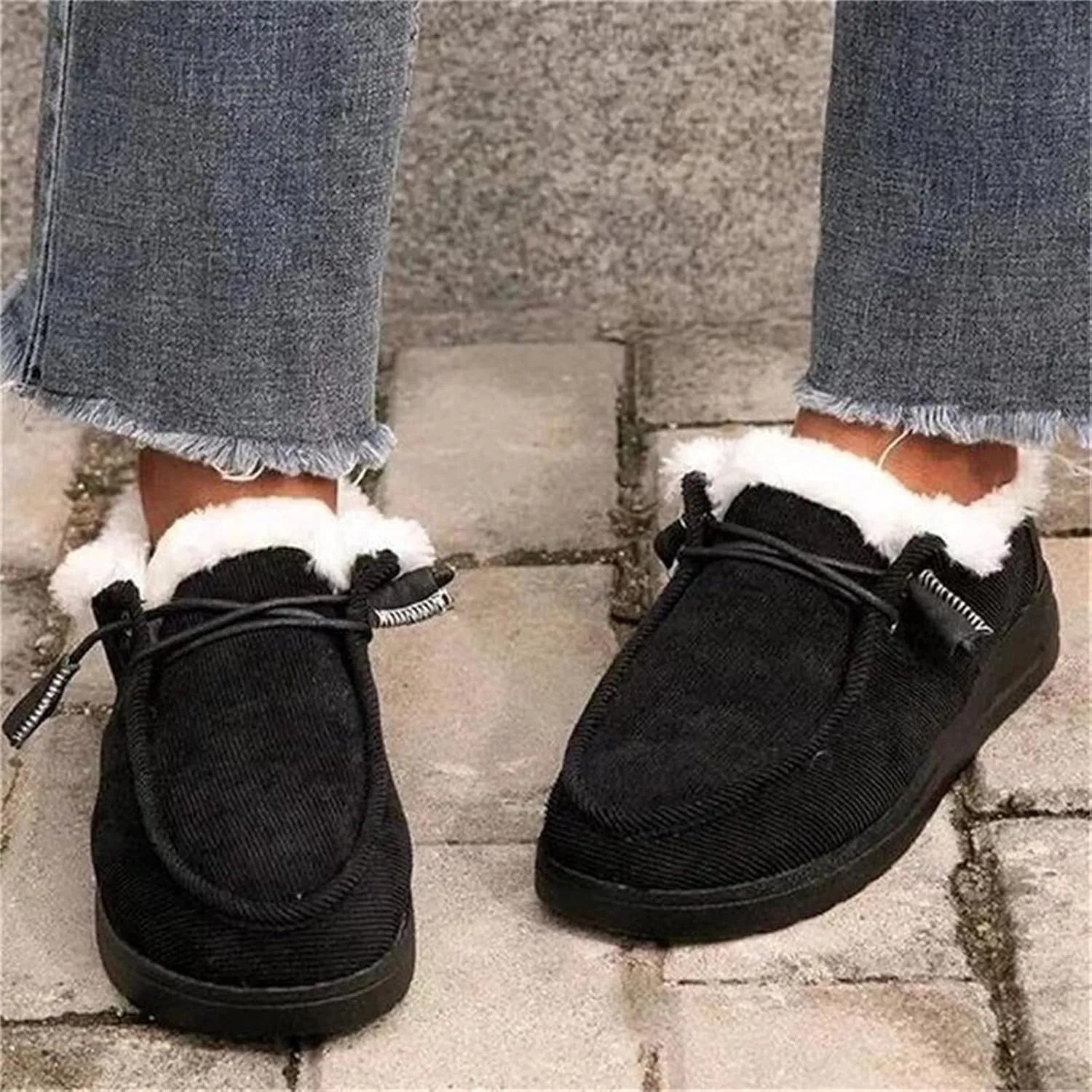 Lausiuoe Boots For Women Ankle Booties Winter Snow Boots Classic Fuzzy Fur Lining Fashion Slip On Warm Casual Loafers