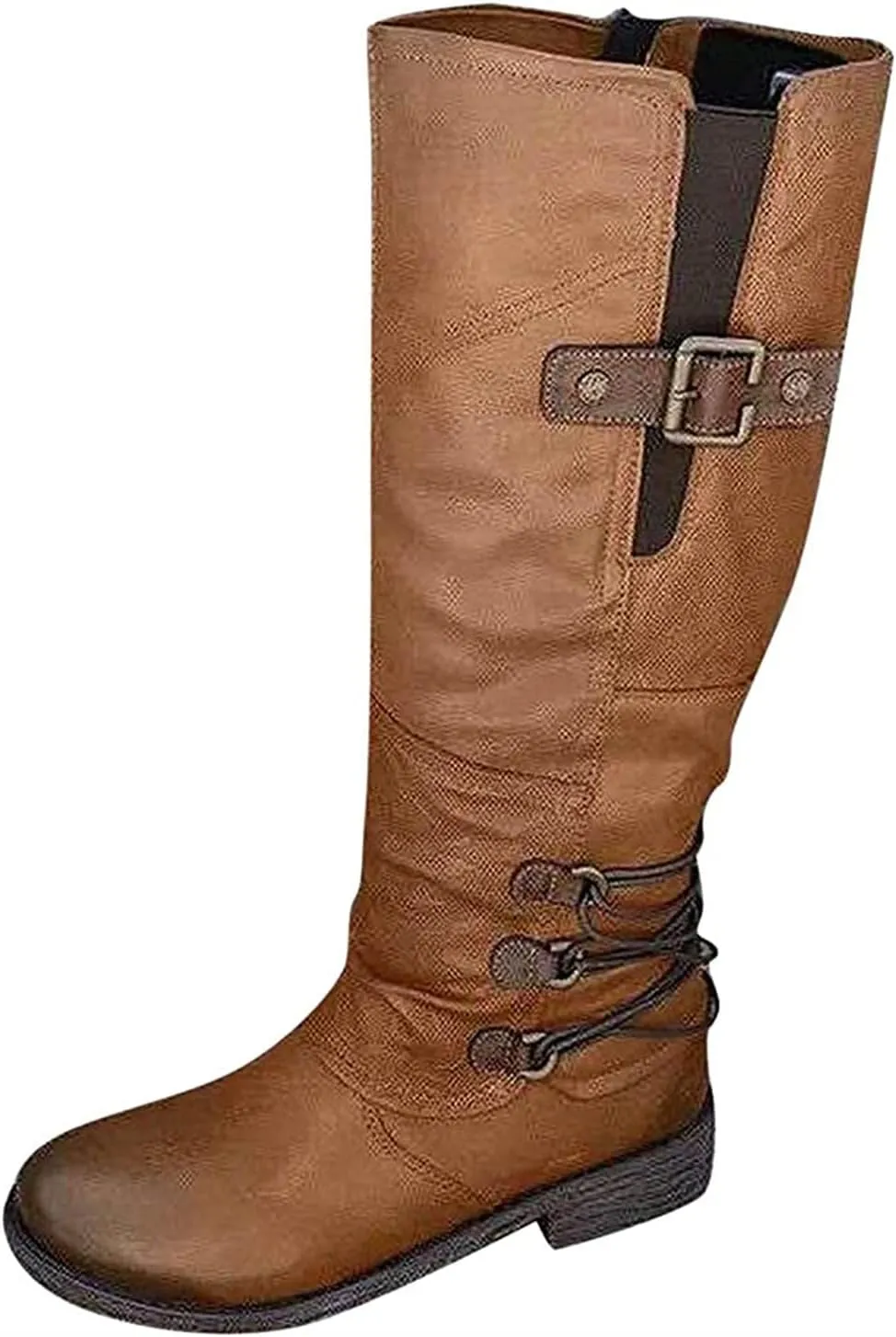 Lausiuoe Cowboy Boots For Women Wide Calf Wide Foot Knee High Western Cowgirl Style Embroidered Chunky Heel Fashion Boot