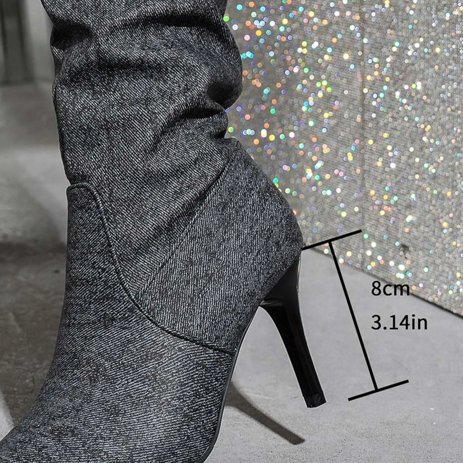 Mid Calf Boots Fashionable Versatile Solid Classic Boots High Heel Pointed Toe Vintage Fall Boots Women Leather