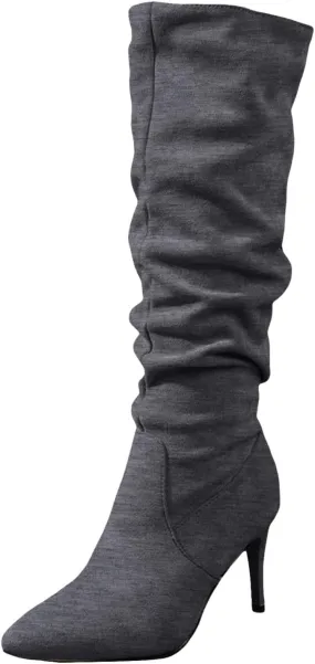 Mid Calf Boots Fashionable Versatile Solid Classic Boots High Heel Pointed Toe Vintage Fall Boots Women Leather