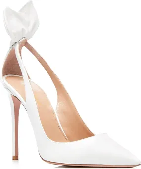 MOOMMO Women Stiletto Heels Pumps with Bow Pointed Toe Dress Pumps 3" Thin High Heel Closed Pointy Toe Sandals Slip On Back Bow Cut-Out Dress Cute Wedding Heels Sexy 4-11 M US