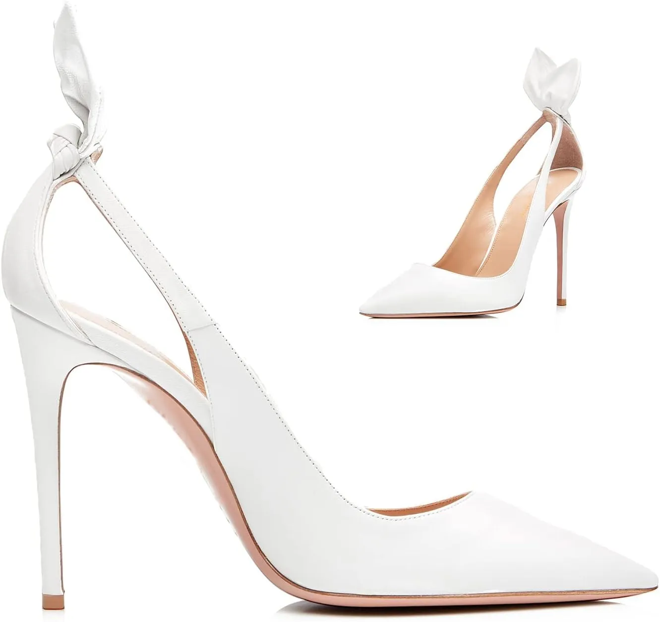 MOOMMO Women Stiletto Heels Pumps with Bow Pointed Toe Dress Pumps 3" Thin High Heel Closed Pointy Toe Sandals Slip On Back Bow Cut-Out Dress Cute Wedding Heels Sexy 4-11 M US