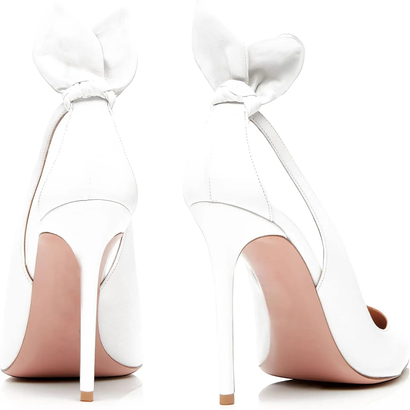 MOOMMO Women Stiletto Heels Pumps with Bow Pointed Toe Dress Pumps 3" Thin High Heel Closed Pointy Toe Sandals Slip On Back Bow Cut-Out Dress Cute Wedding Heels Sexy 4-11 M US