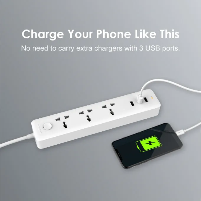oraimo PowerHub 3 AC Outlets 3 USB Ports UK Power Strip