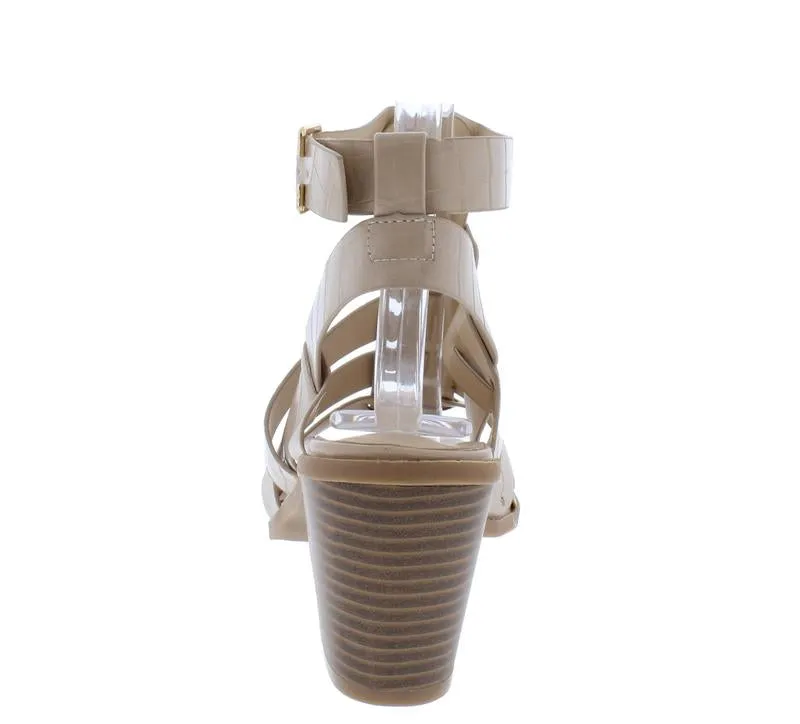 "Rachel" Beige Block heels