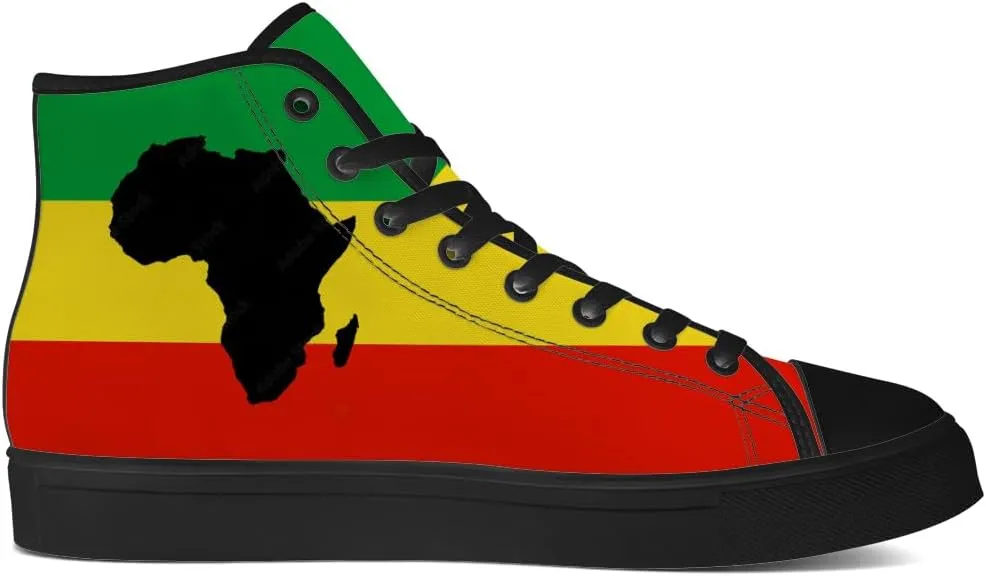 Rasta High Top Canvas Shoes for Men Women Reggae High Top Sneakers Lace Up Casual Shoes Gifts for Dad Mom
