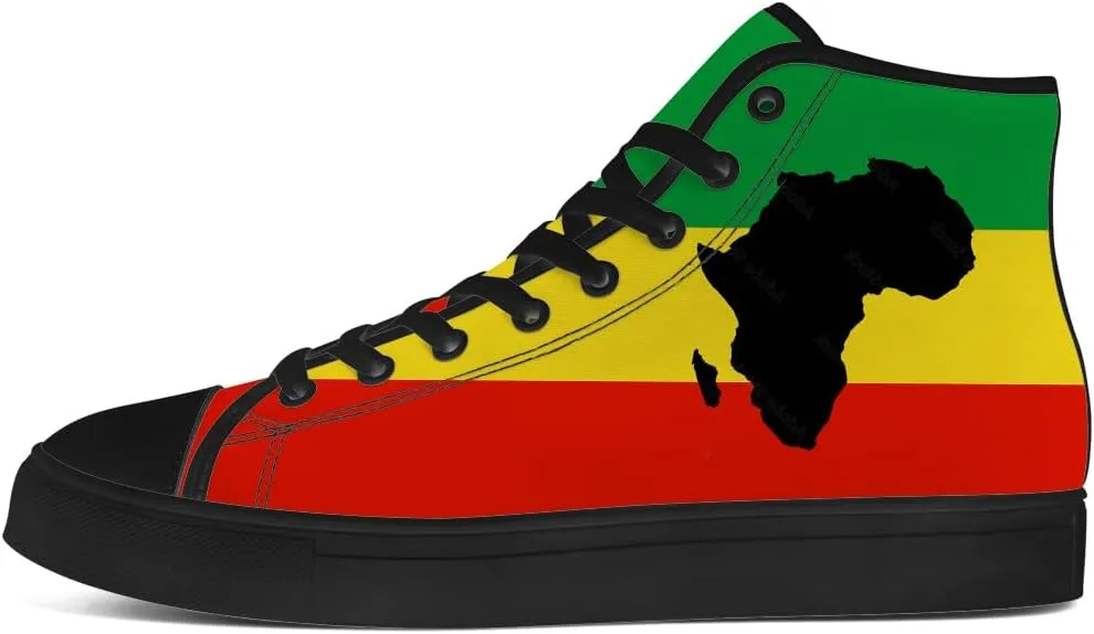 Rasta High Top Canvas Shoes for Men Women Reggae High Top Sneakers Lace Up Casual Shoes Gifts for Dad Mom