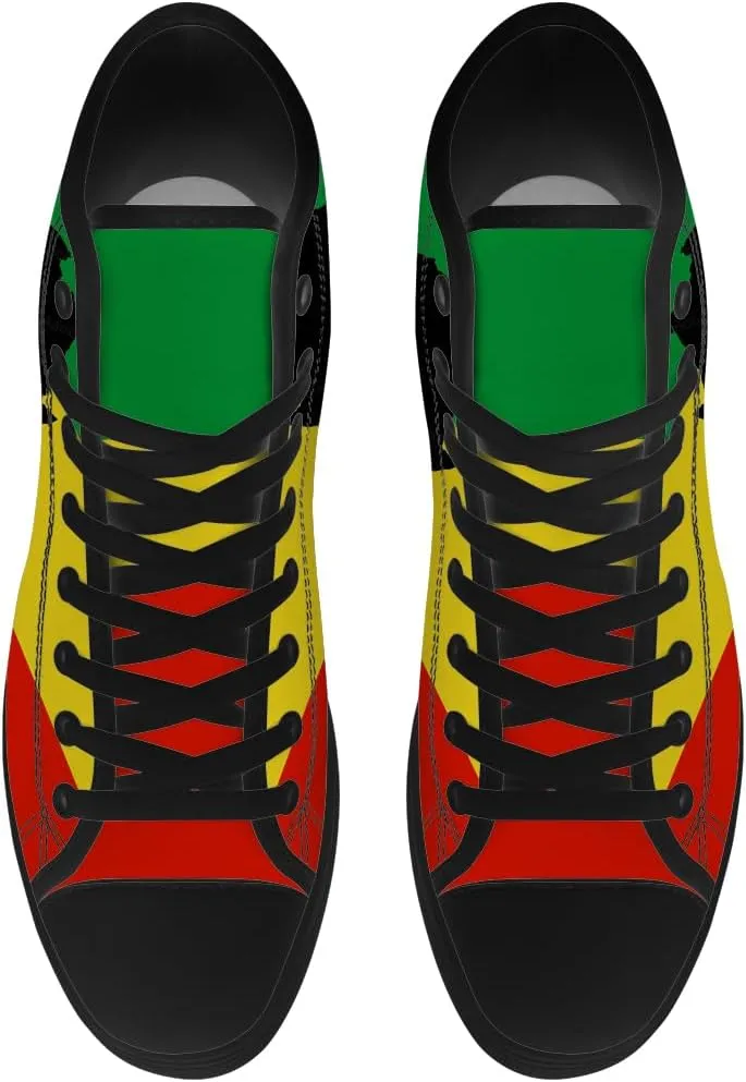 Rasta High Top Canvas Shoes for Men Women Reggae High Top Sneakers Lace Up Casual Shoes Gifts for Dad Mom