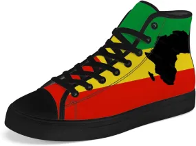 Rasta High Top Canvas Shoes for Men Women Reggae High Top Sneakers Lace Up Casual Shoes Gifts for Dad Mom