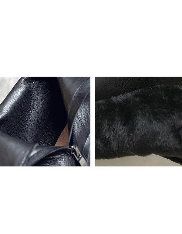 Retro Leather British Style Black Short Boots