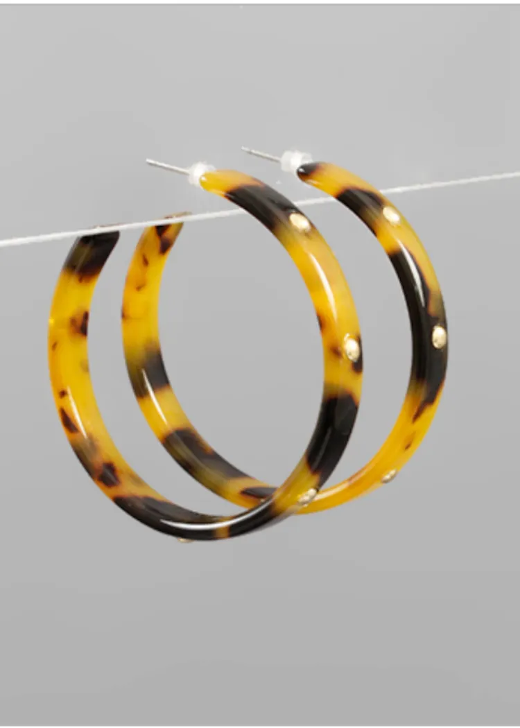 Ruby Metal Stud Acrylic Hoops