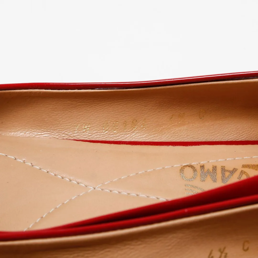 Salvatore Ferragamo Patent Varina Bow Ballet Flats Size 4.5