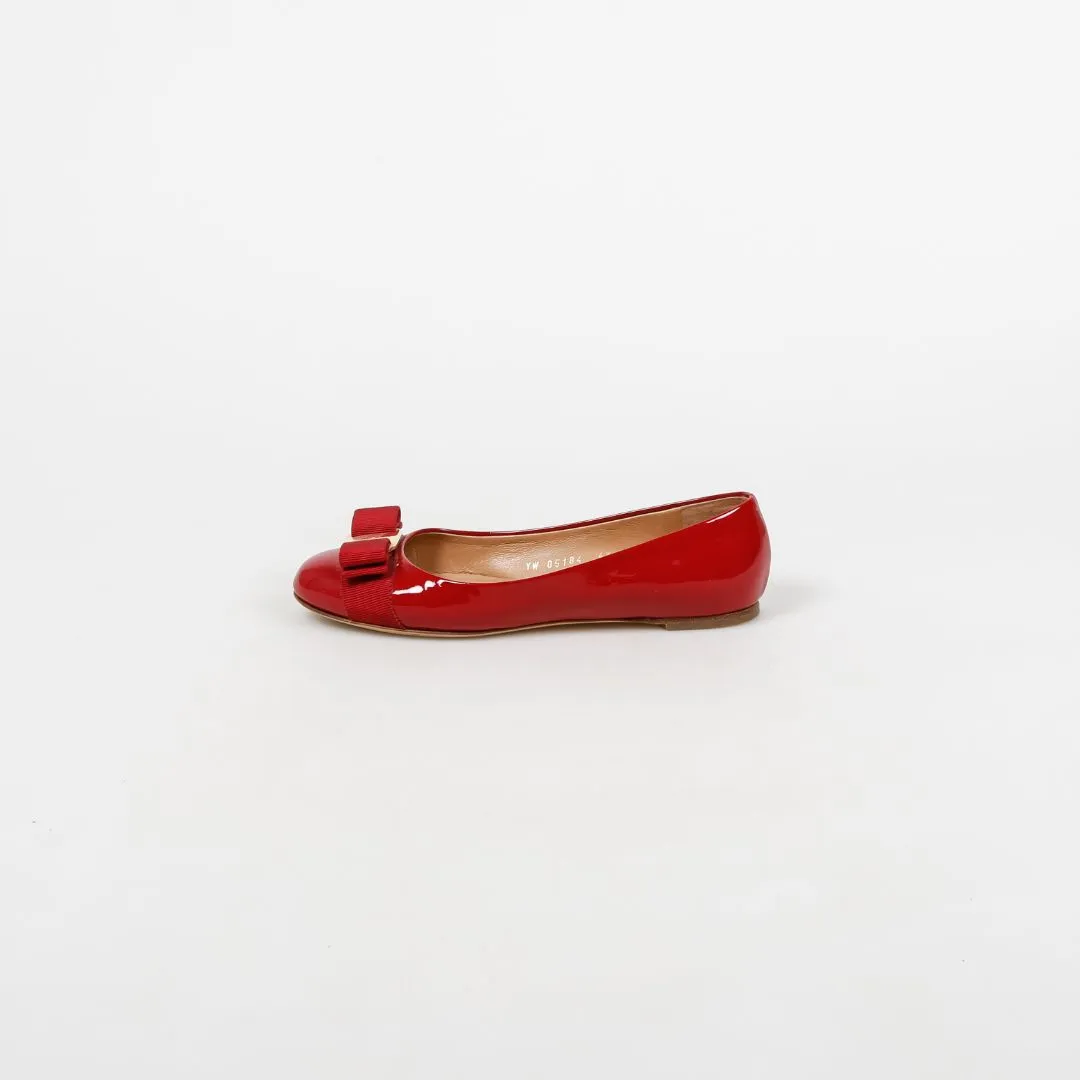 Salvatore Ferragamo Patent Varina Bow Ballet Flats Size 4.5