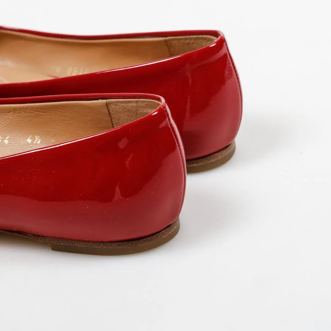 Salvatore Ferragamo Patent Varina Bow Ballet Flats Size 4.5
