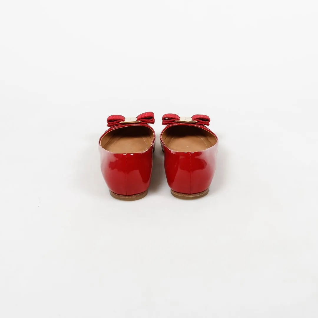 Salvatore Ferragamo Patent Varina Bow Ballet Flats Size 4.5